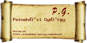 Petneházi György névjegykártya